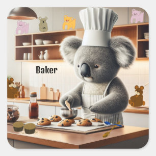 Koala Bear Cookie Baker Square Sticker