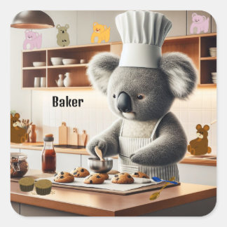 Koala Bear Cookie Baker Square Sticker