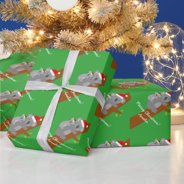 Koala bear custom Merry Christmas wrapping paper (Holidays)