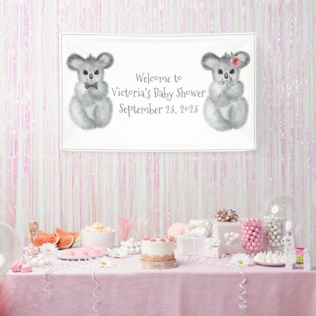 Koala Bear Customized Baby Shower Banner (Party)