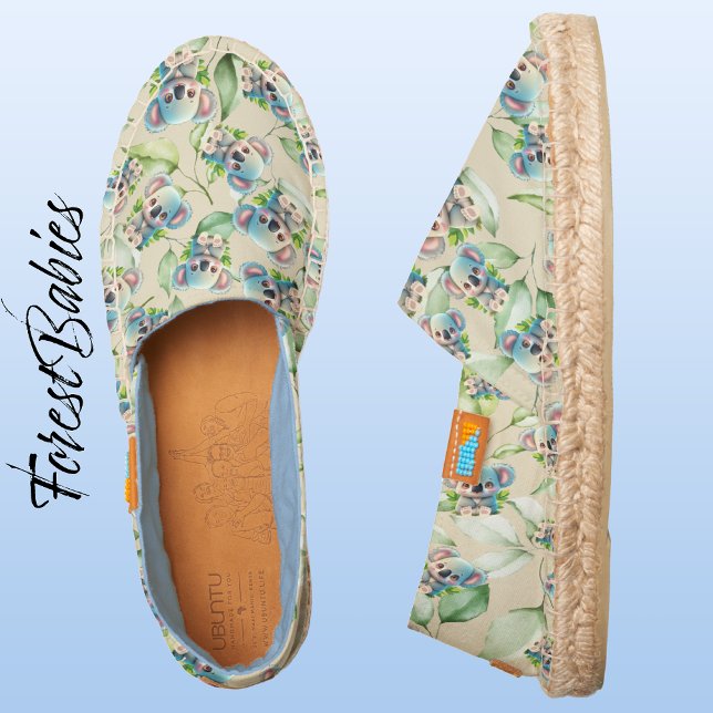 Koala Bear 🐨 Cute Australian Woodland Wildlife  Espadrilles (🐨 Koala Bear, Natural/Blue ForestBabies Afridrilles Handmade Shoes - Side)