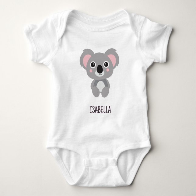 Koala Bear Cute Girls Name Baby Bodysuit (Front)