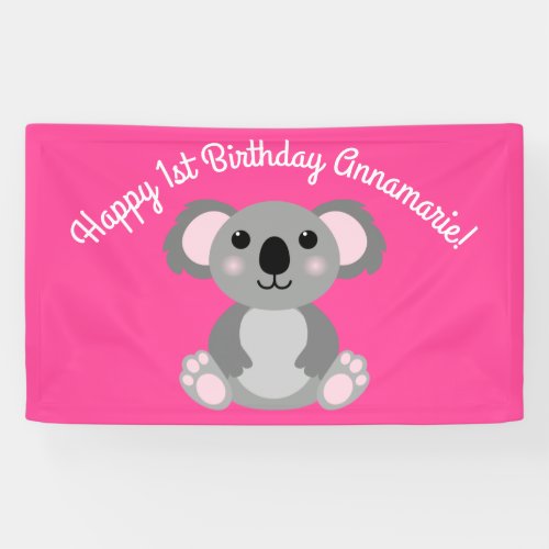 Koala Bear Cute Kid Birthday Party Banner