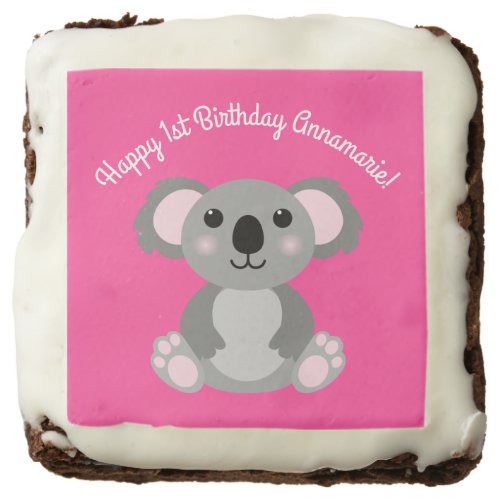 Koala Bear Cute Kid Birthday Party Brownie