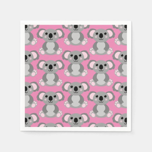 Koala Bear Cute Kid Birthday Party Napkins (Front)