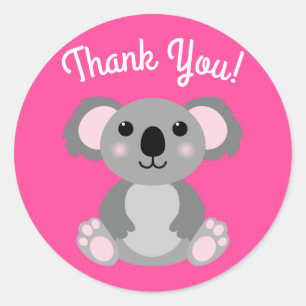 Koala Bear Cute Kid Birthday Party Thank You Classic Round Sticker