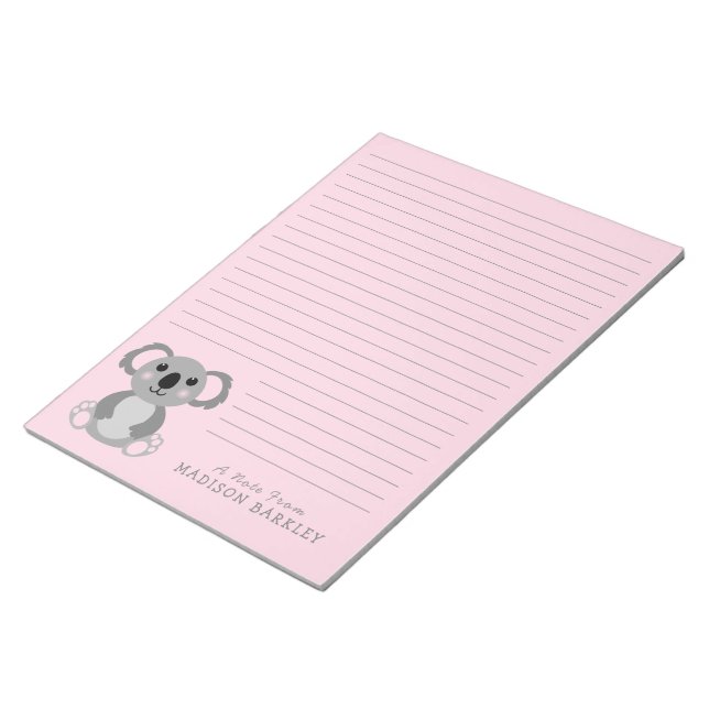 Koala Bear Cute Kid's Personal Stationary Notepad (Angled)