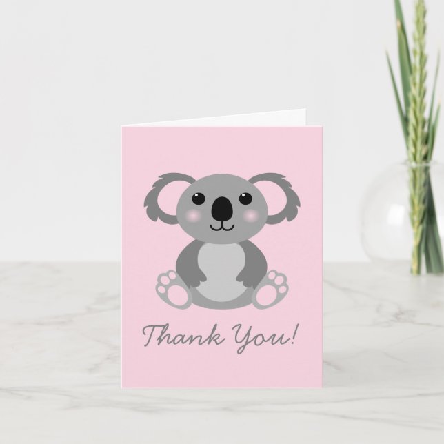 Koala Bear Cute Kid's Thank You Stationary Cards (Front)