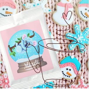 Koala bear cute snow globe pink girly  hot chocolate drink mix