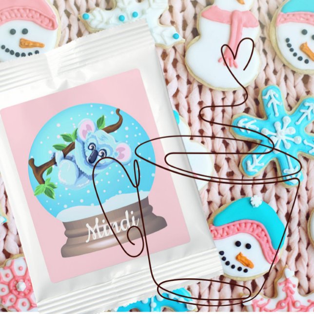 Koala bear cute snow globe pink girly  hot chocolate drink mix (Creator Uploaded)