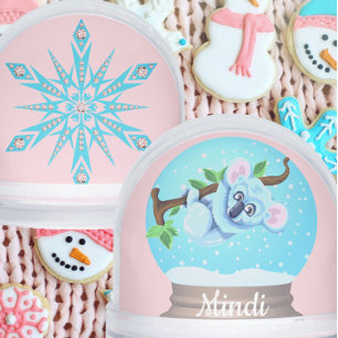 Koala bear cute snow globe pink winter snow globe