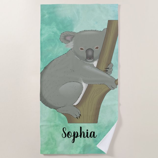 Koala Bear Design Beach Towel (Front)