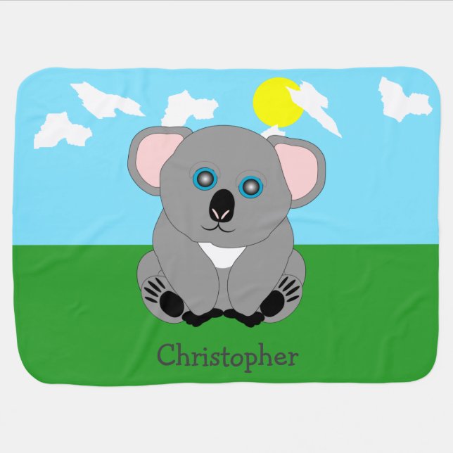 Koala Bear Design Just Add Name Baby Blanket (Horizontal)