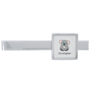 Koala Bear Design Personalised Silver Finish Tie Bar