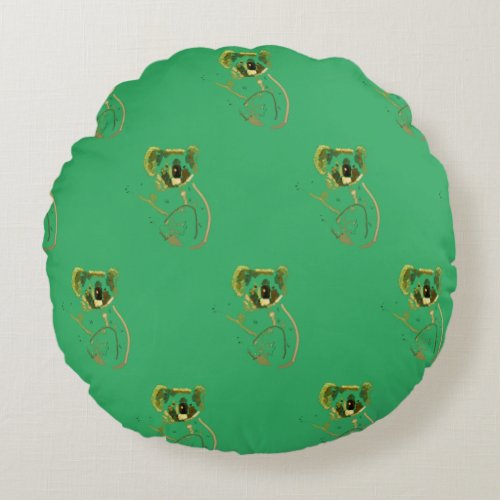 Koala Bear Drawing Round Pillow