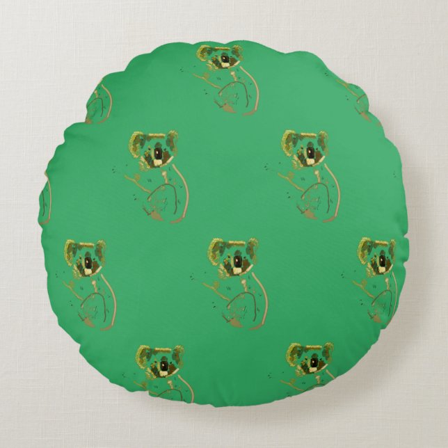 Koala Bear Drawing Round Pillow (Front)
