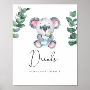 Koala Bear Drinks help yourself Poster