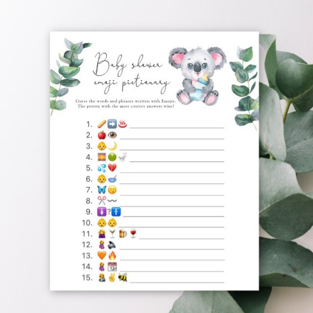 Koala Bear Emoji picture game baby shower (Creator Uploaded)
