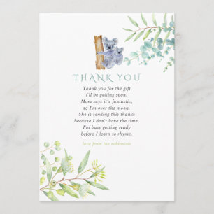 Koala Bear Eucalyptus Leaves Baby Shower Thank You
