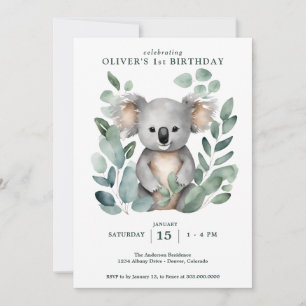 Koala Bear FIrst Birthday Invitation
