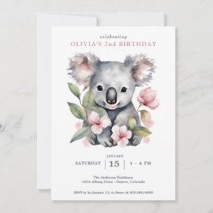 Koala Bear FIrst Birthday Invitation