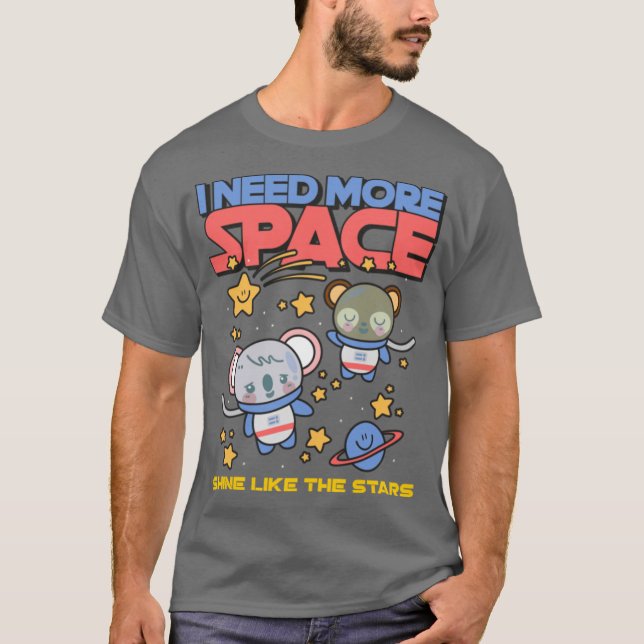 Koala Bear Floating in Space Whimsical Cosmic Frie T-Shirt (Front)