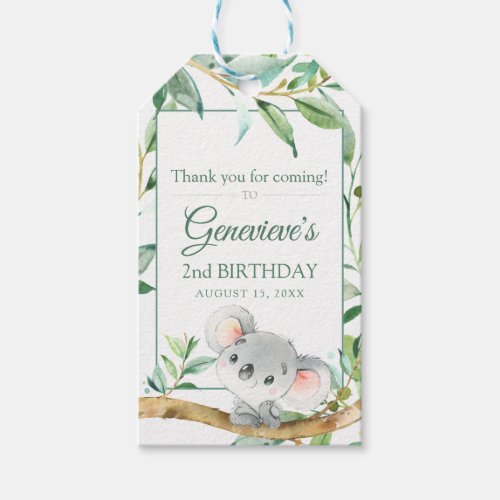 Koala Bear Gift Tags for Birthday Favors