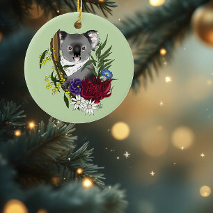Koala Bear Green Ceramic Ornament
