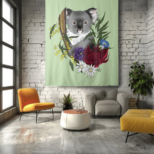 Koala Bear Green Tapestry