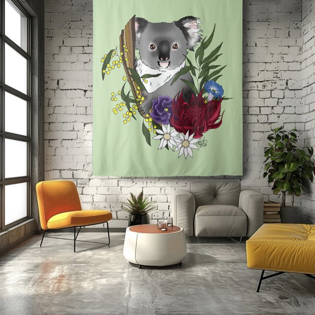 Koala Bear Green Tapestry (Creator Uploaded)
