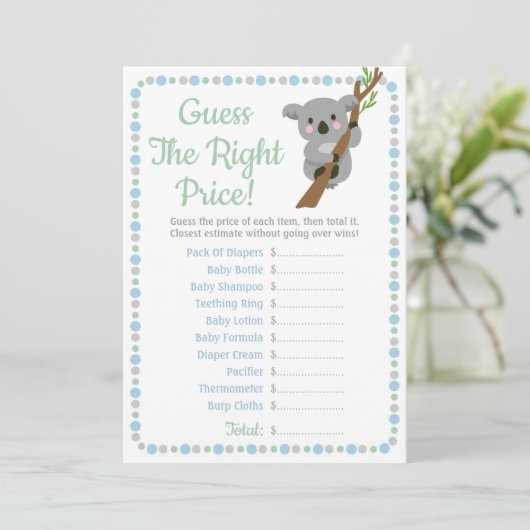 Koala Bear Guess The Right Price Baby Game Blue (Standing Front)