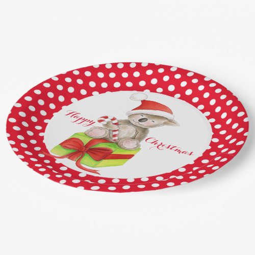 Koala bear Happy Christmas party paper plate