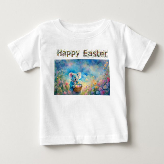 Koala bear holding a basket of Easter eggs Baby T-Shirt (Front)