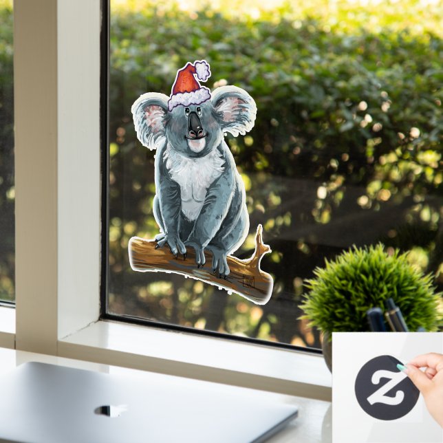 Koala Bear in a Santa Hat Window Cling (Office)