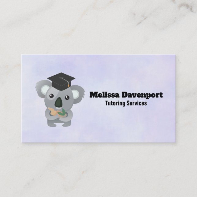 Koala Bear in Graduation Cap Tutor Calling Card (Front)
