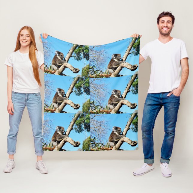 Koala Bear In Old Pine Tree,  Fleece Blanket (In Situ)