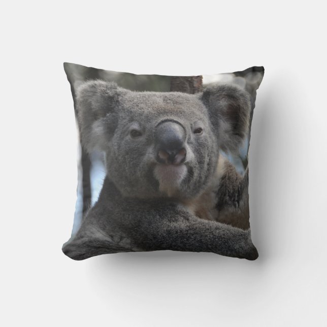 Koala Bear in Tree Throw Pillow (Front)