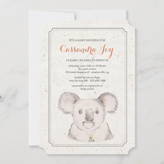 Koala Bear Invitation (Front)