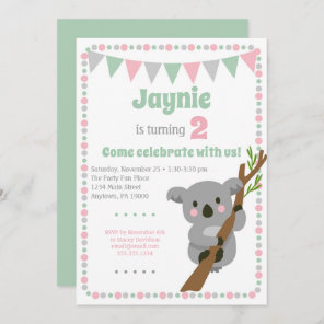 Koala Bear Invitation Cute Birthday Party