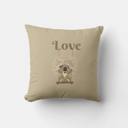 koala bear long hair star   throw pillow