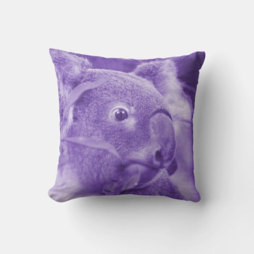 koala bear looking right purple marsupial throw pillow