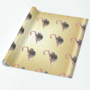 Koala Bear Mum and Joey Climbing Candy Cane Wrapping Paper