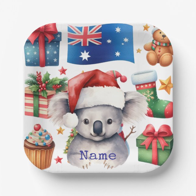 Koala Bear on Australia themed  Paper Plates (Front)