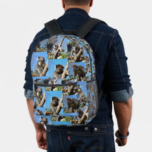 Koala Bear Photo Collage Printed Backpack