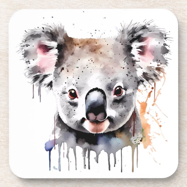 Koala Bear Portrait Beverage Coaster (Front)