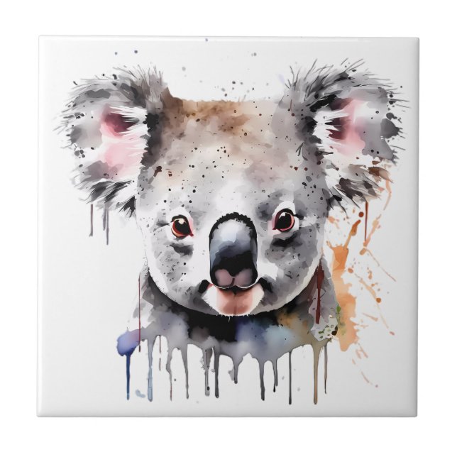 Koala Bear Portrait Ceramic Tile (Front)