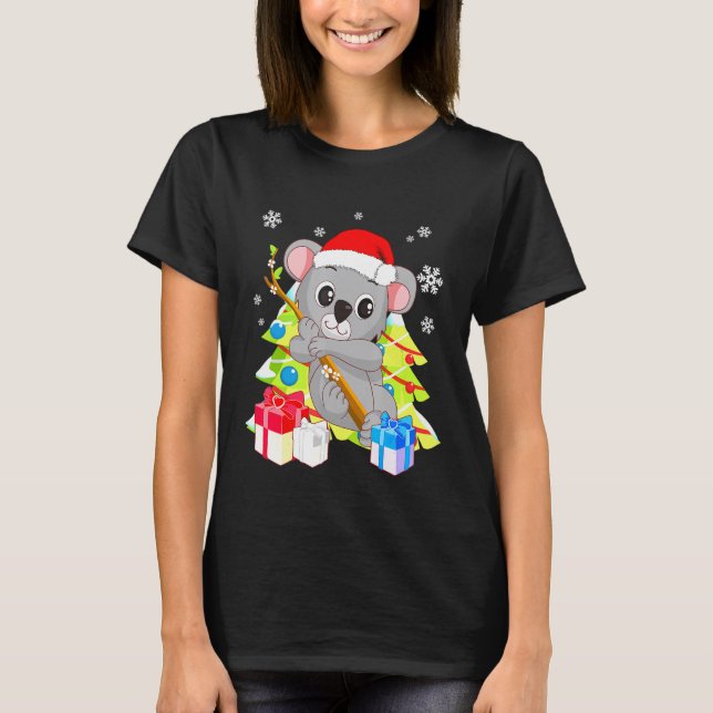 Koala Bear Santa Christmas With Christmas Trees T-Shirt (Front)