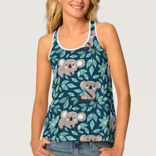 Koala Bear Teal Blue Tank Top