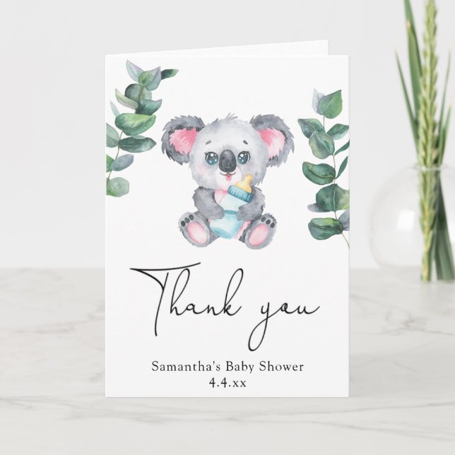 Koala bear thank you baby shower card (Front)