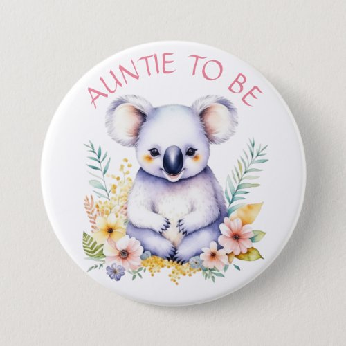 Koala Bear Themed Auntie to Be Baby Shower Button
